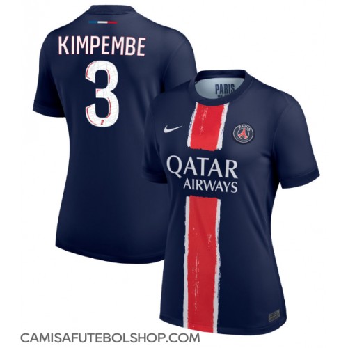 Camisa de time de futebol Paris Saint-Germain Presnel Kimpembe #3 Replicas 1º Equipamento Feminina 2024-25 Manga Curta